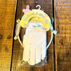 Girls Easter white gloves and headband set Easter basket stuffer Easter dress